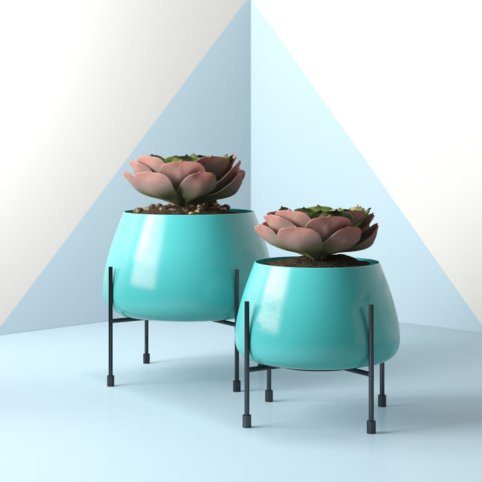 Hashtag Home Glennon 2 Piece Iron Pot Planter Set & Reviews Wayfair